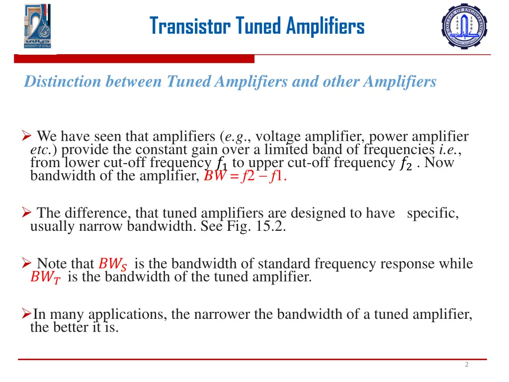 transistor tuned amplifiers