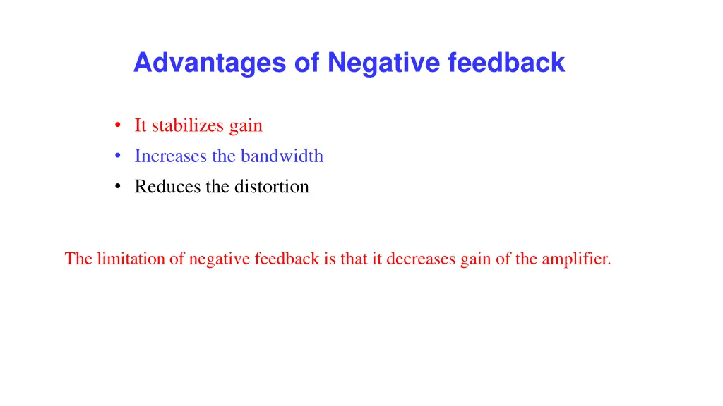 advantages of negative feedback