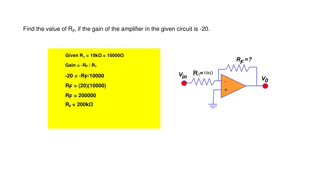 find the value of r f if the gain