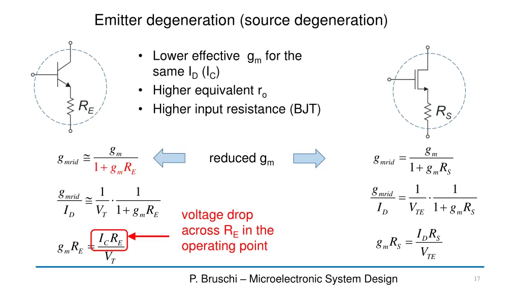 emitter degeneration source degeneration