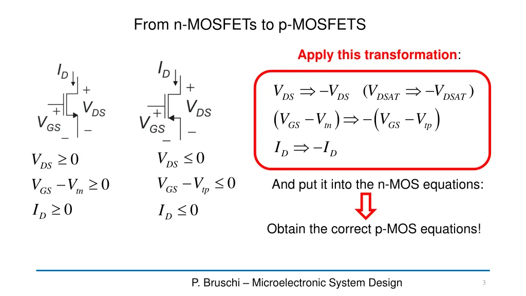 from n mosfets to p mosfets