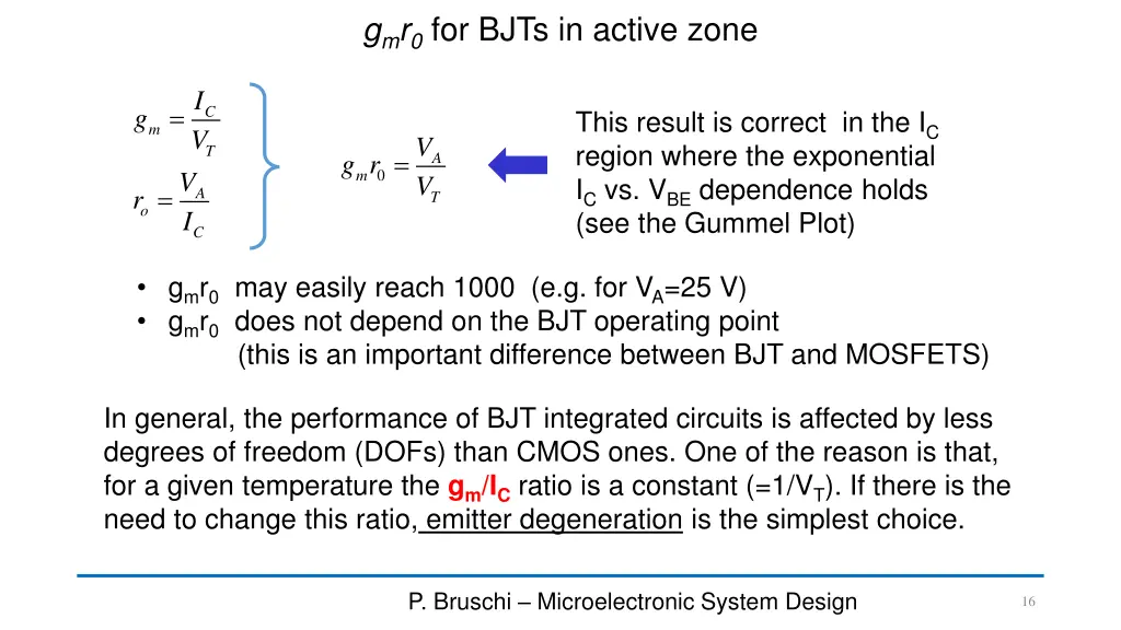 g m r 0 for bjts in active zone