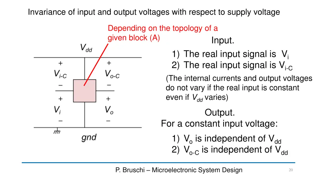 invariance of input and output voltages with