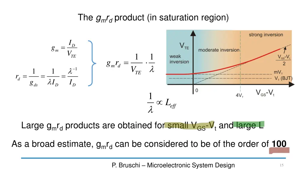 the g m r d product in saturation region