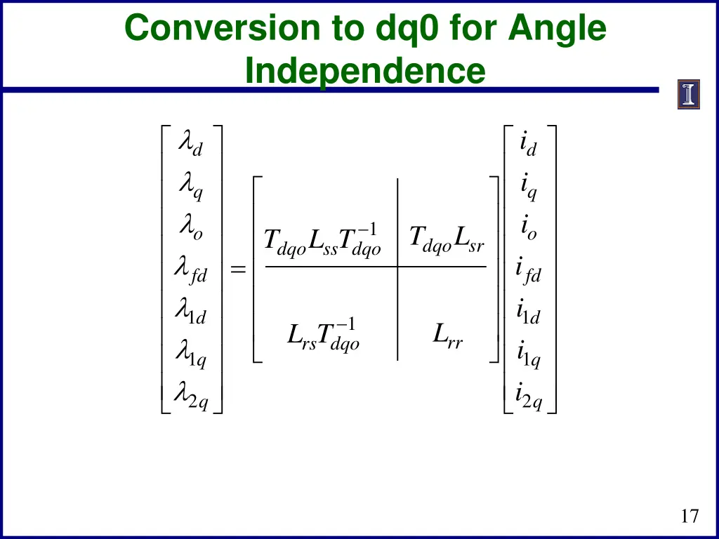 conversion to dq0 for angle independence