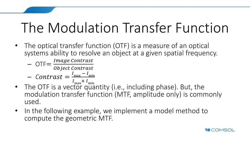 the modulation transfer function