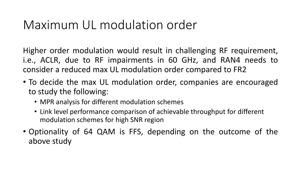 maximum ul modulation order