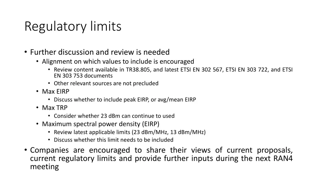 regulatory limits