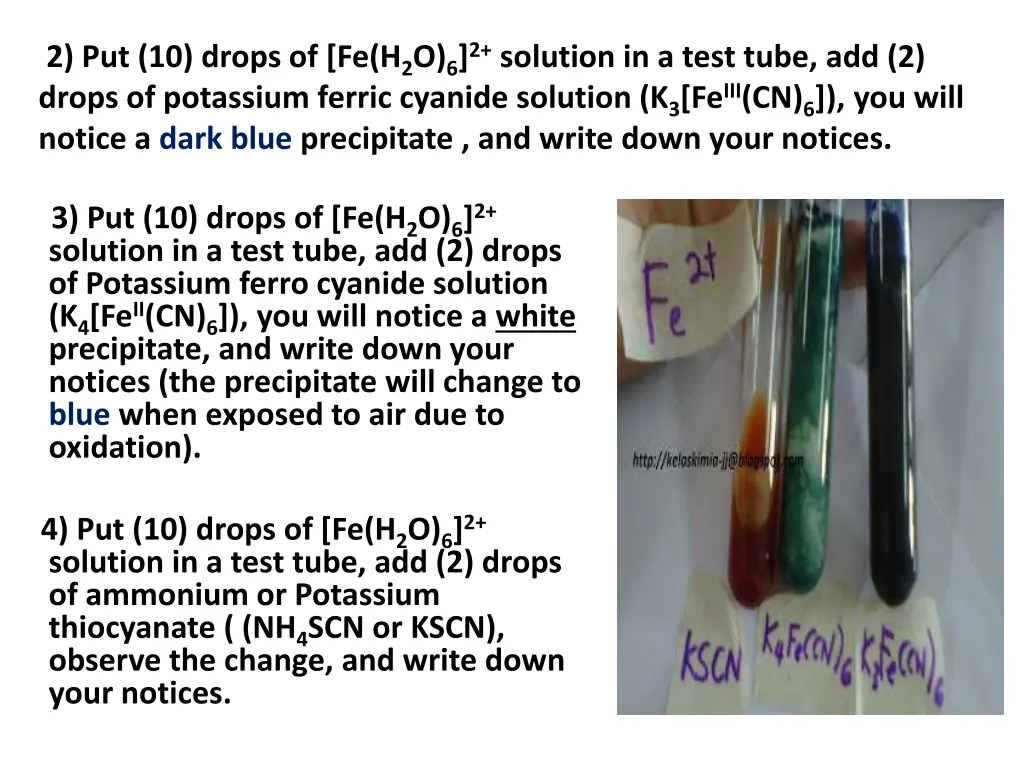 2 put 10 drops of fe h 2 o 6 2 solution in a test