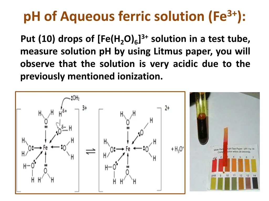 ph of aqueous ferric solution fe 3