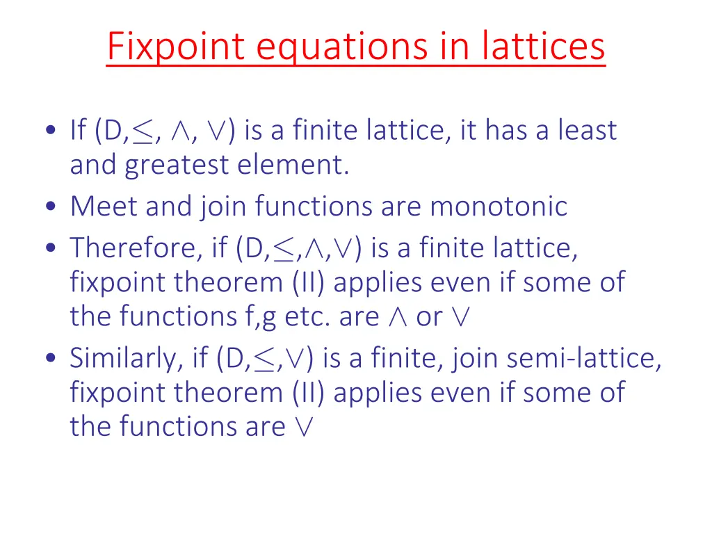 fixpoint equations in lattices