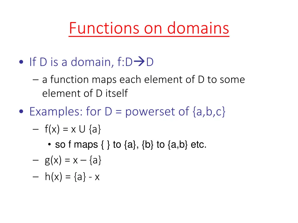 functions on domains