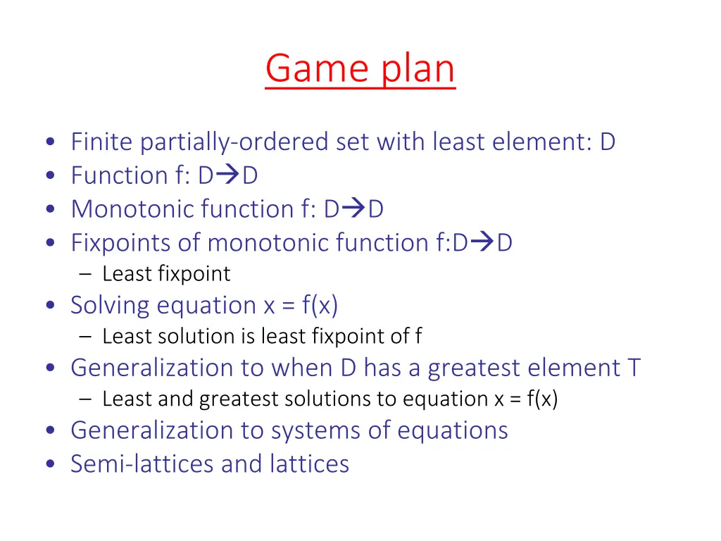 game plan