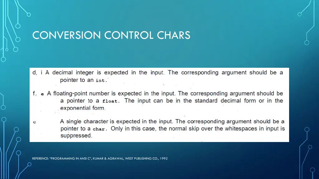 conversion control chars