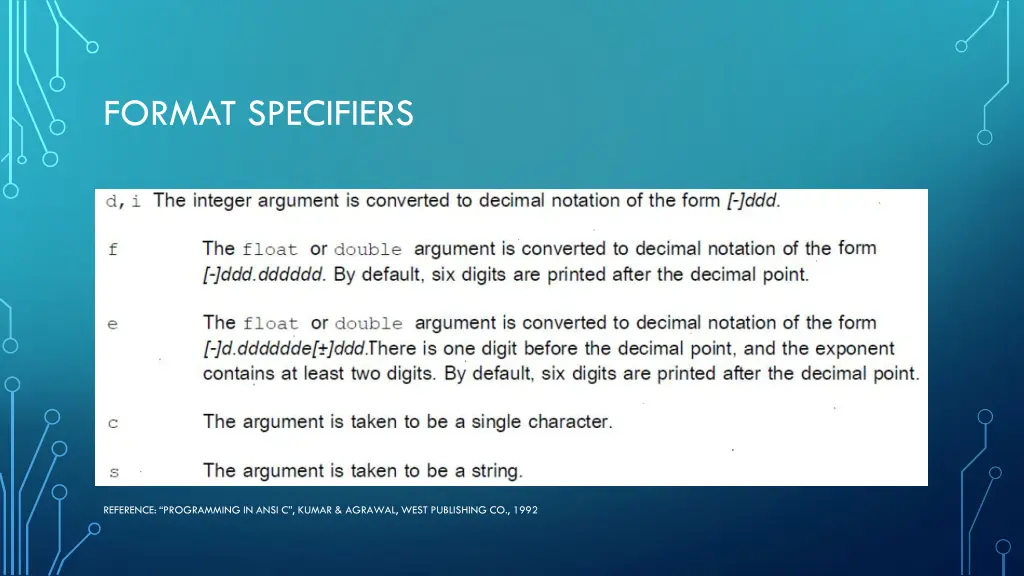 format specifiers