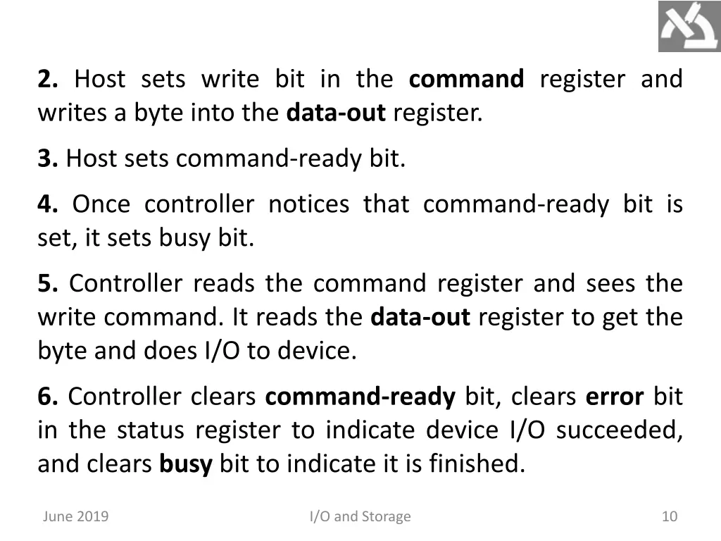 2 host sets write bit in the command register