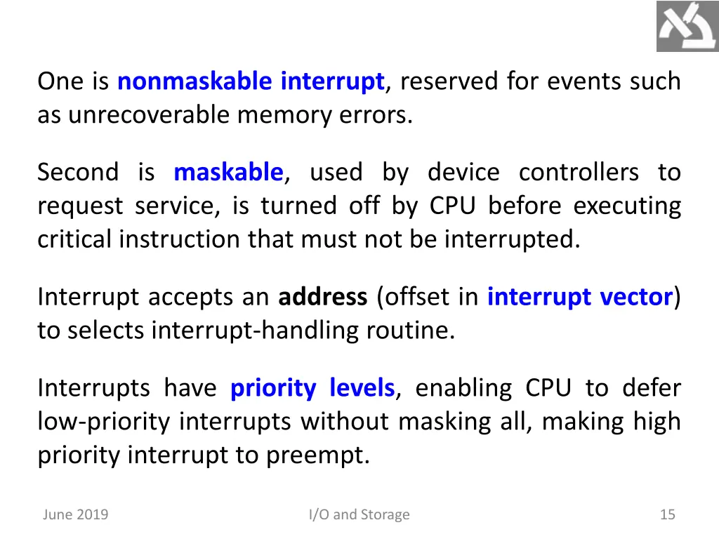 one is nonmaskable interrupt reserved for events