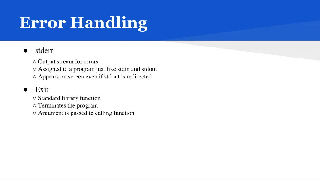 error handling