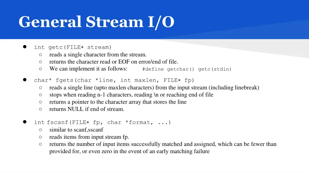 general stream i o 1