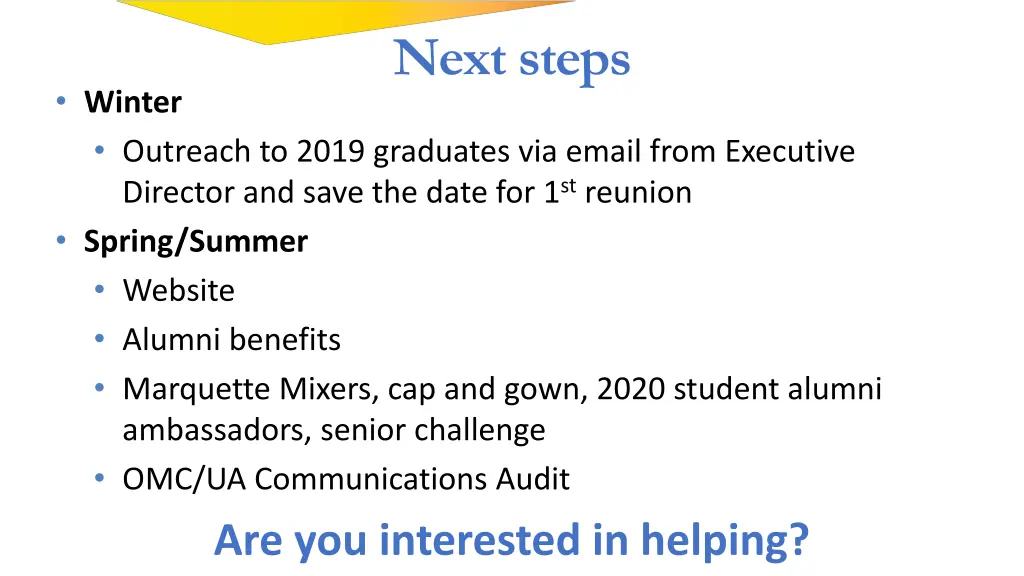 next steps