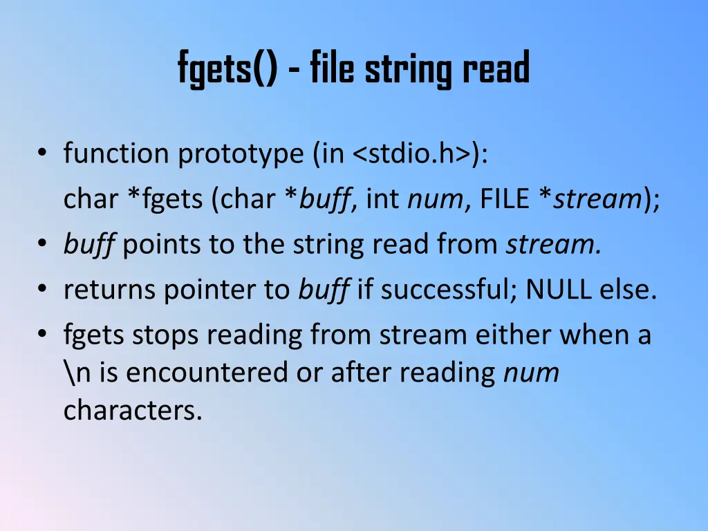 fgets file string read
