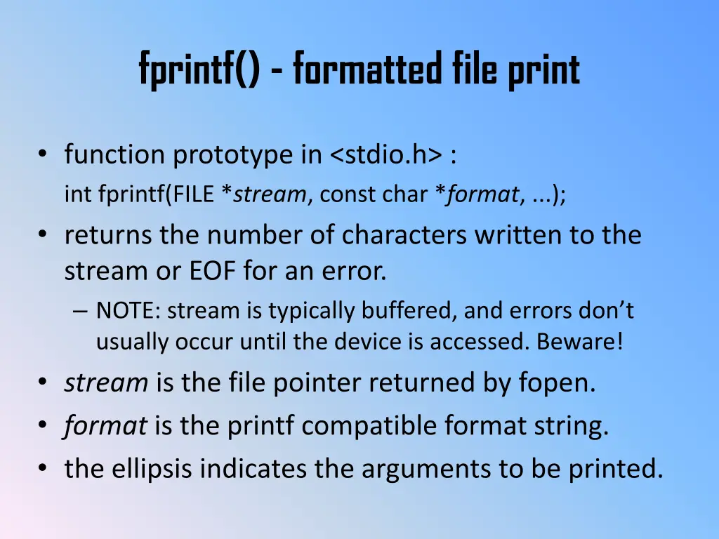 fprintf formatted file print