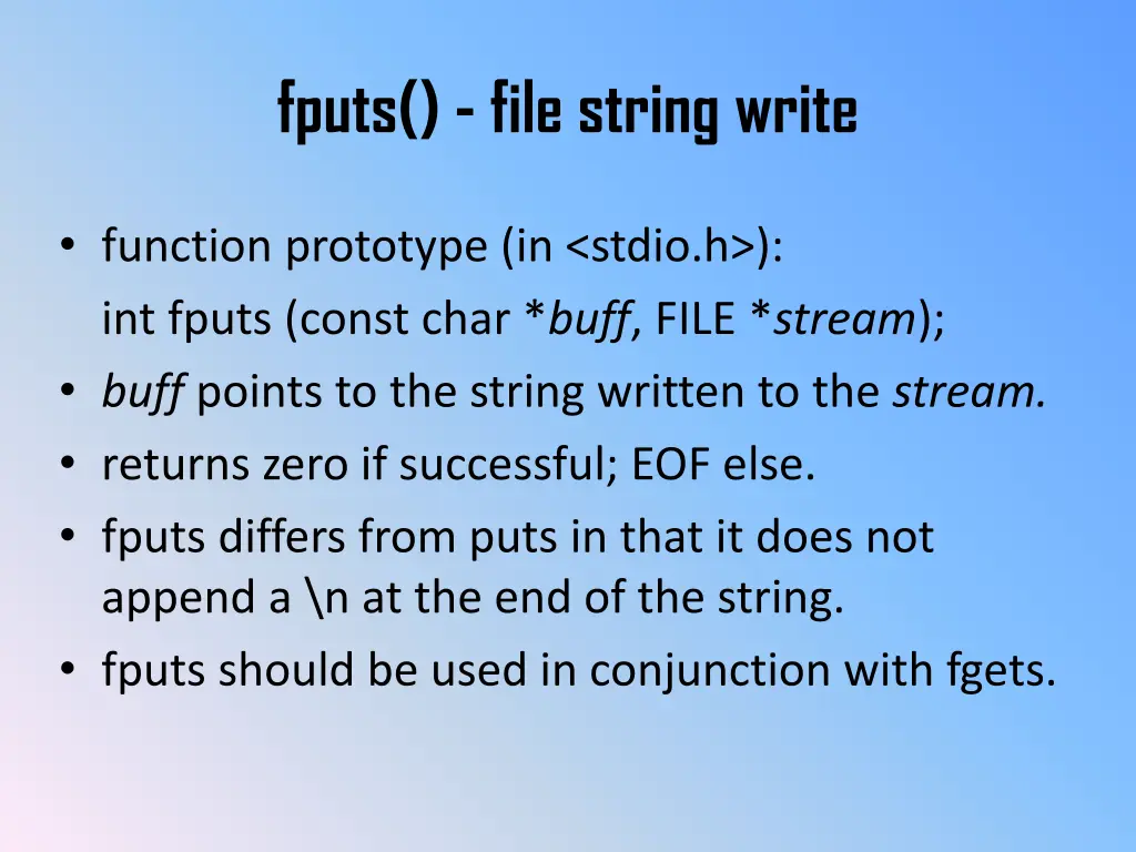 fputs file string write