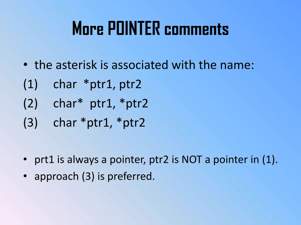 more pointer comments