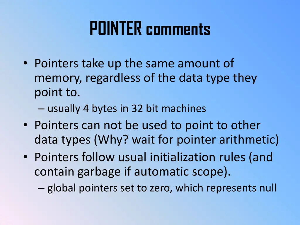 pointer comments