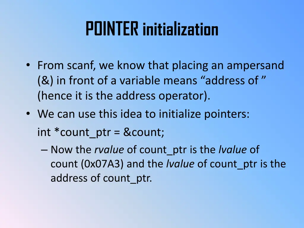 pointer initialization