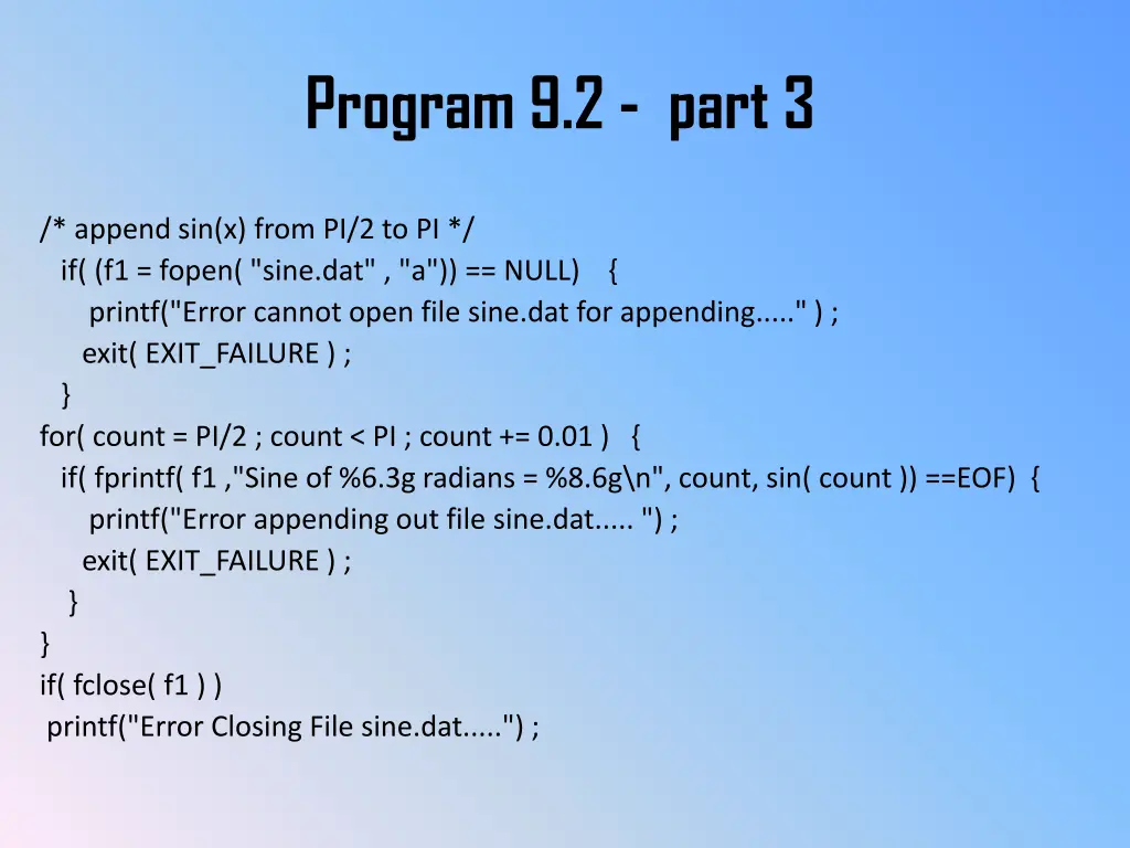 program 9 2 part 3