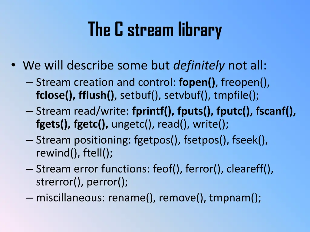 the c stream library