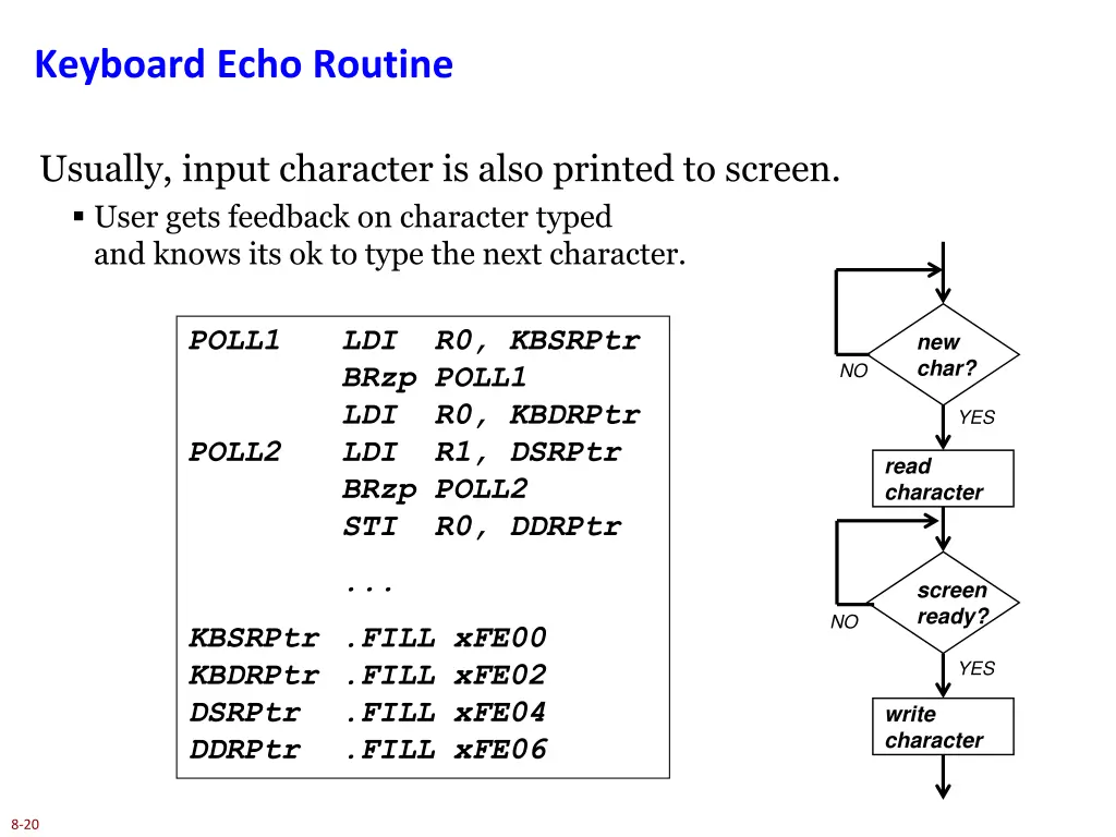 keyboard echo routine