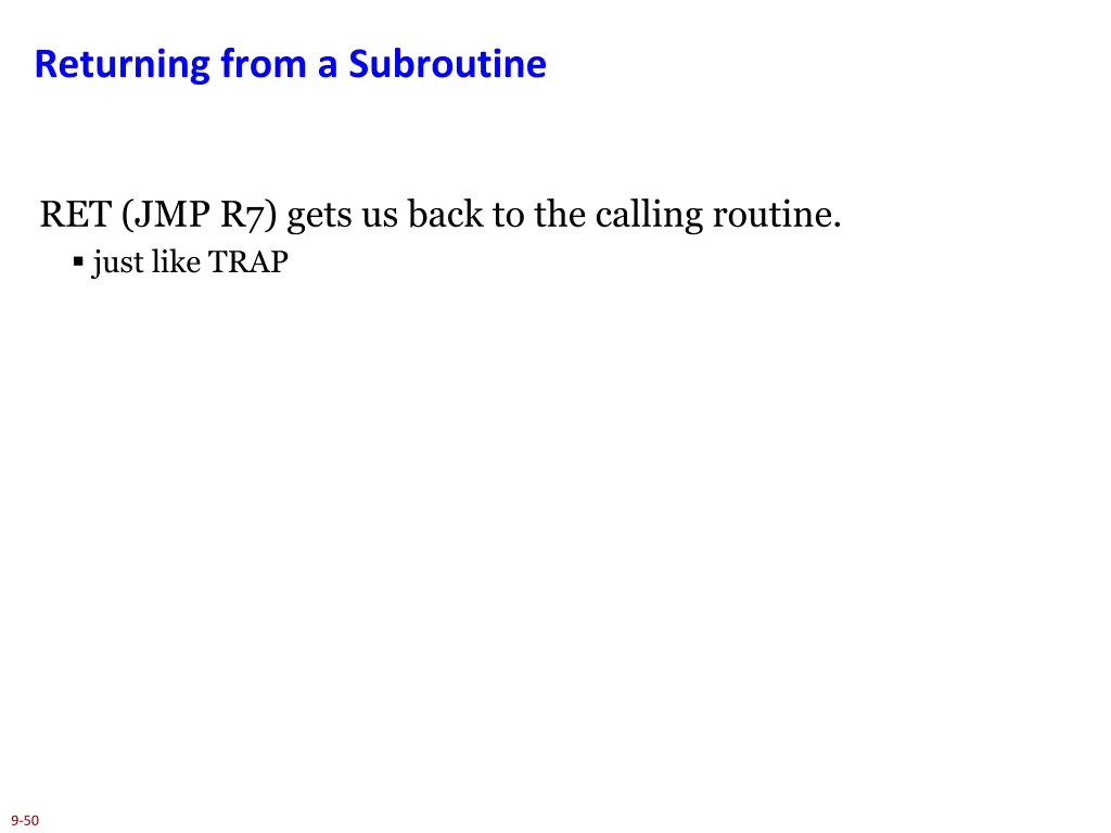 returning from a subroutine