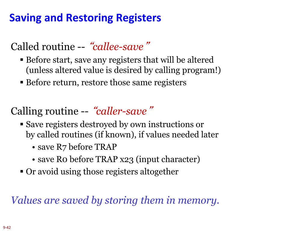 saving and restoring registers 1