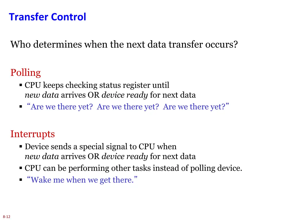 transfer control