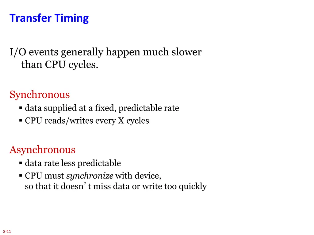 transfer timing