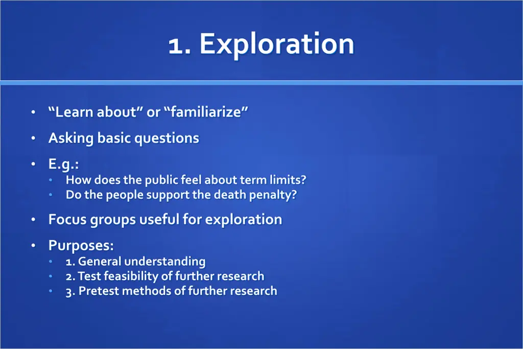 1 exploration