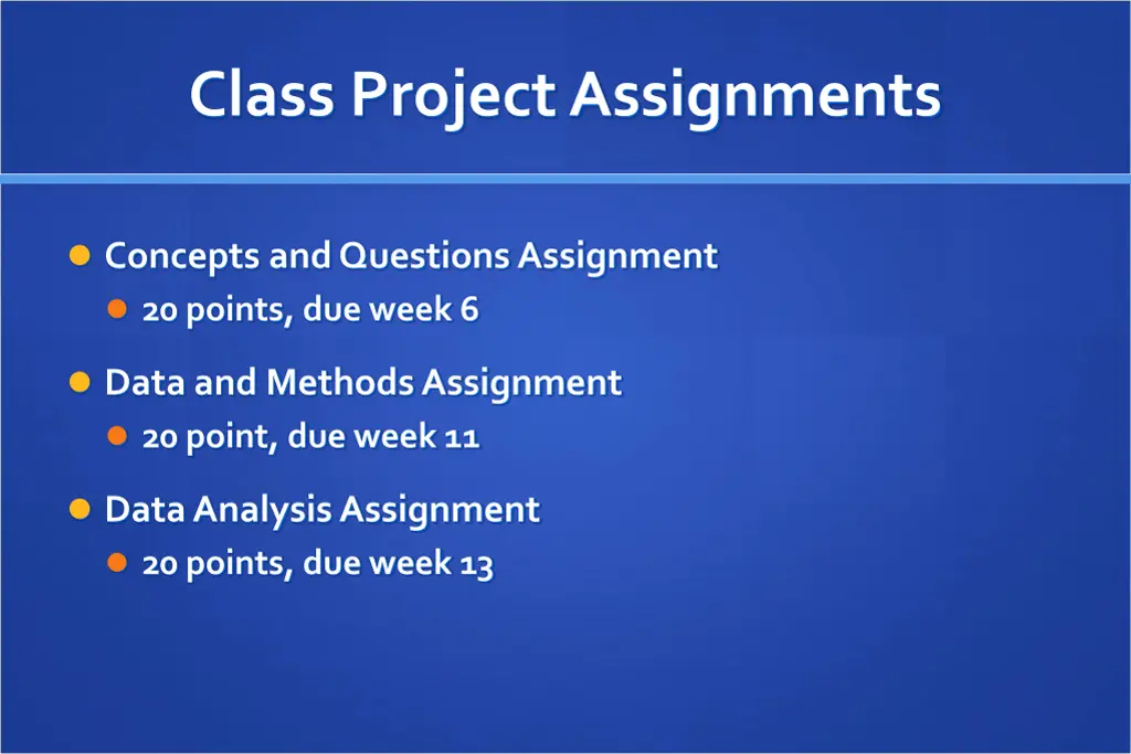 class project assignments