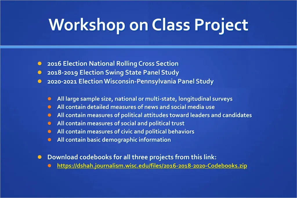 workshop on class project