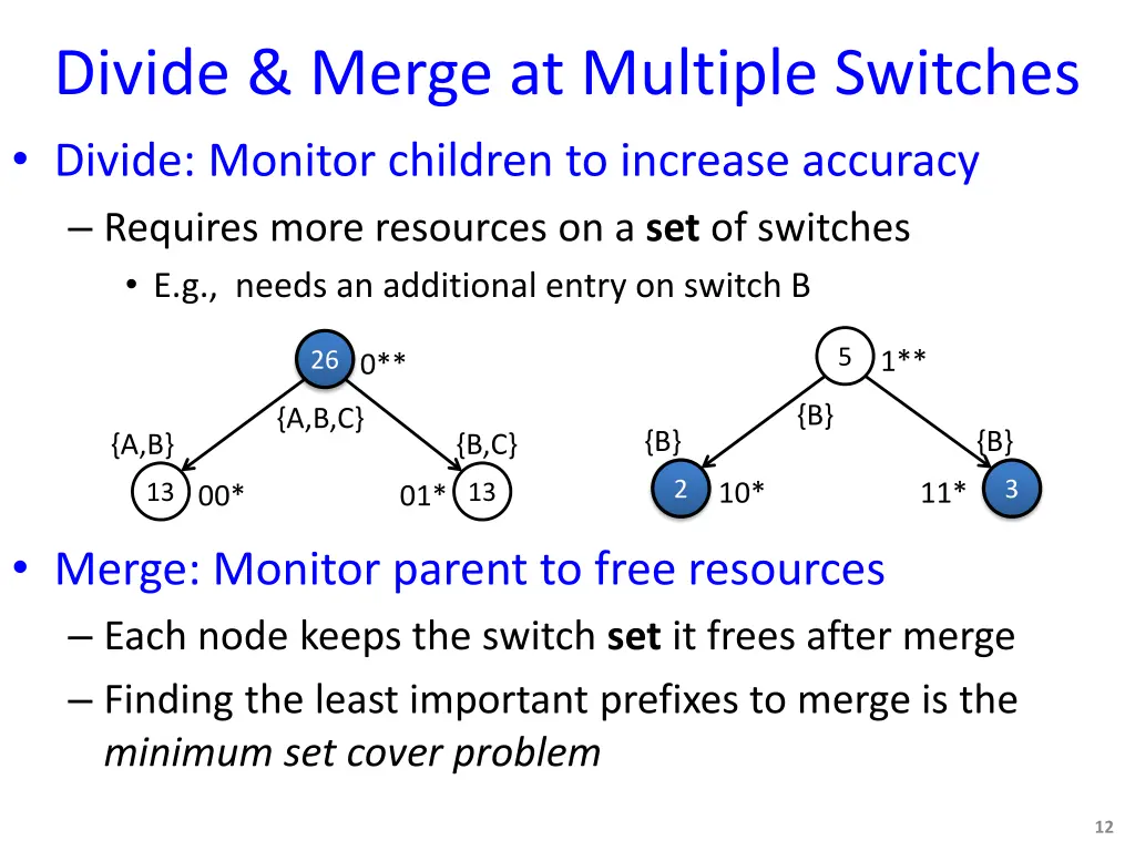 divide merge at multiple switches divide monitor