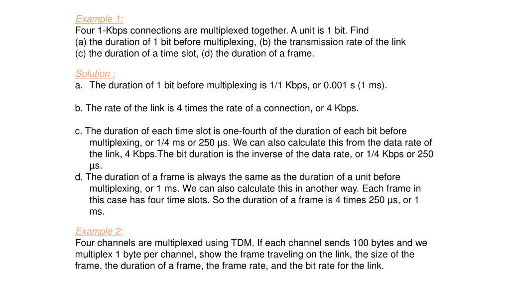 example 1 four 1 kbps connections are multiplexed