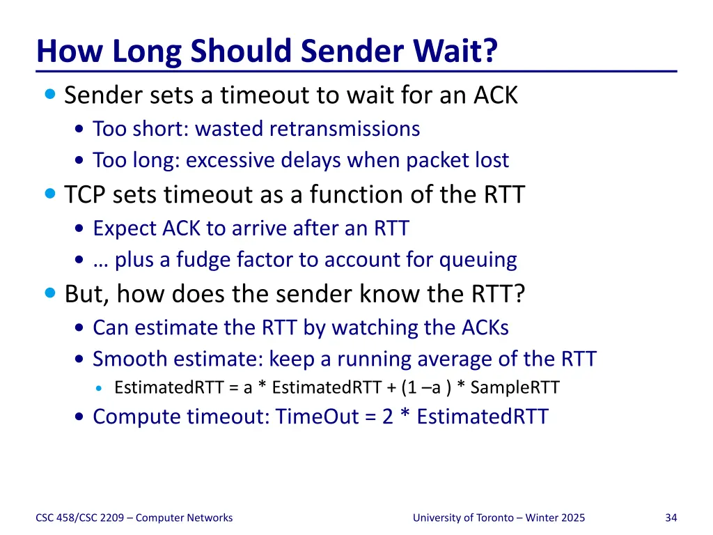 how long should sender wait sender sets a timeout