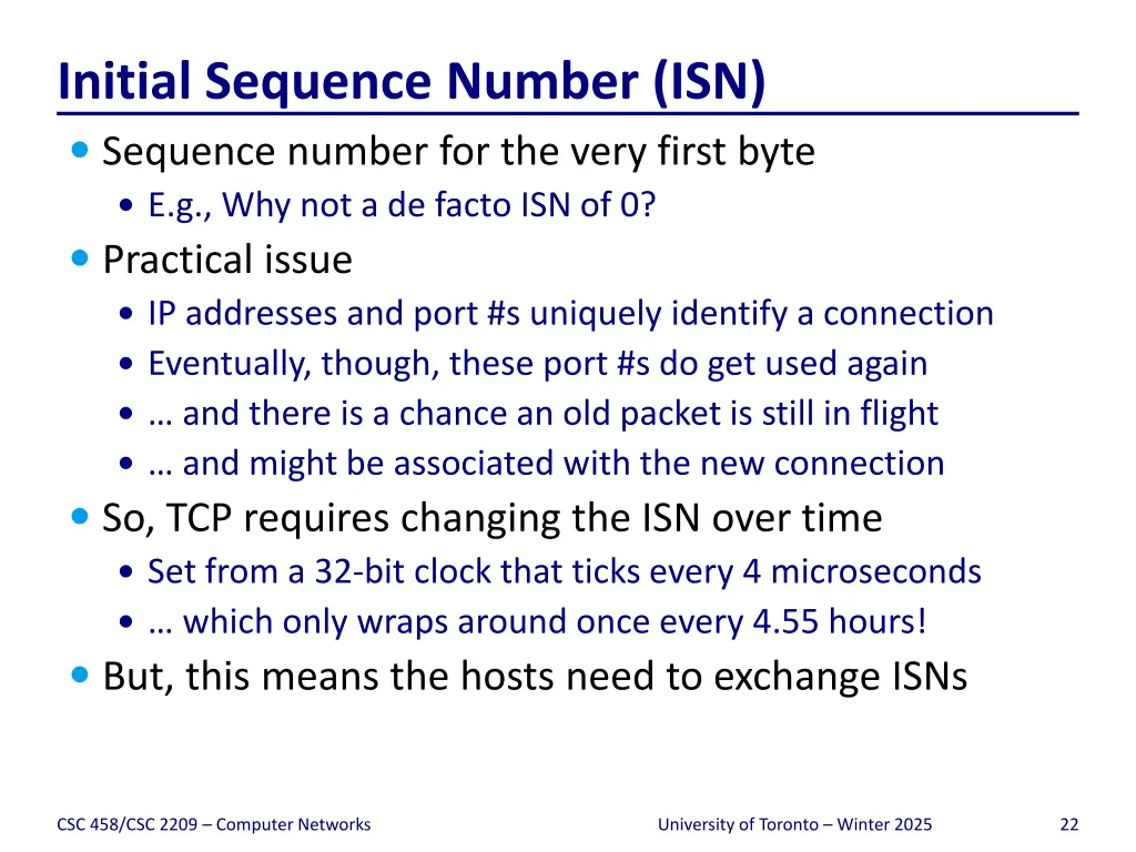 initial sequence number isn sequence number