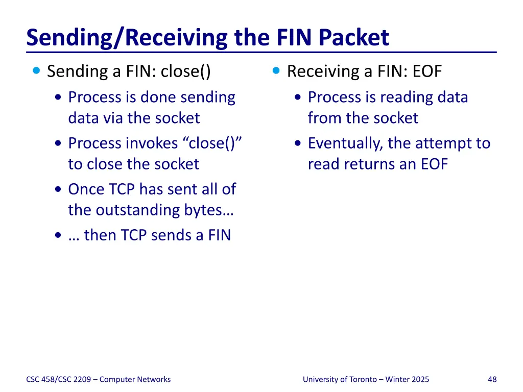 sending receiving the fin packet