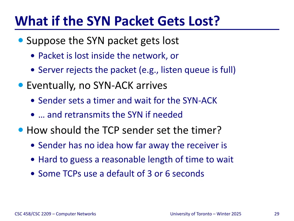 what if the syn packet gets lost