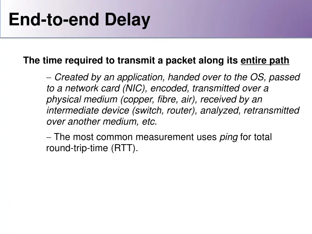 end to end delay