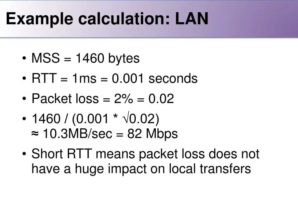 example calculation lan