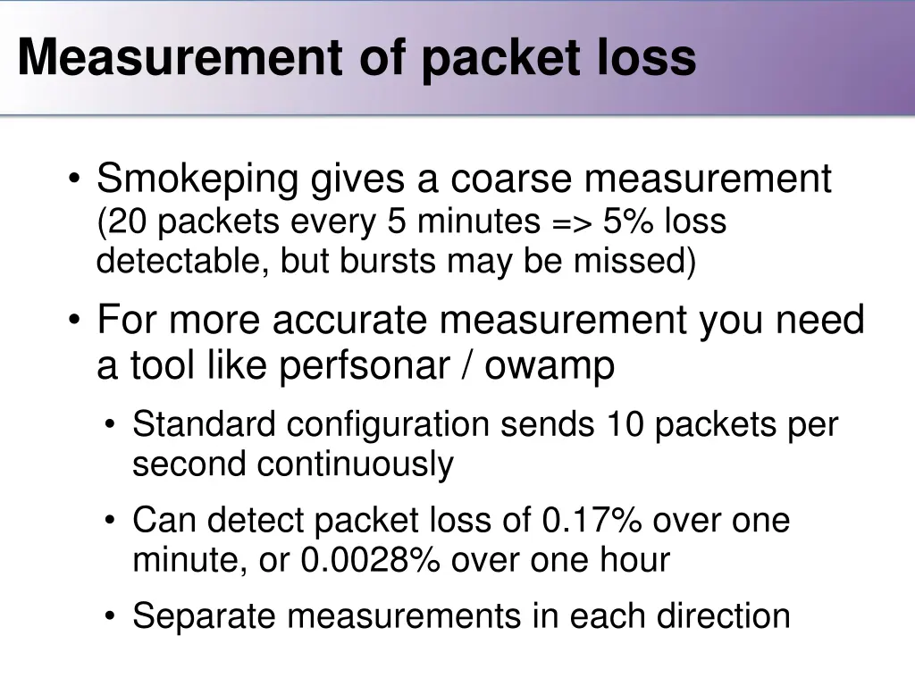measurement of packet loss