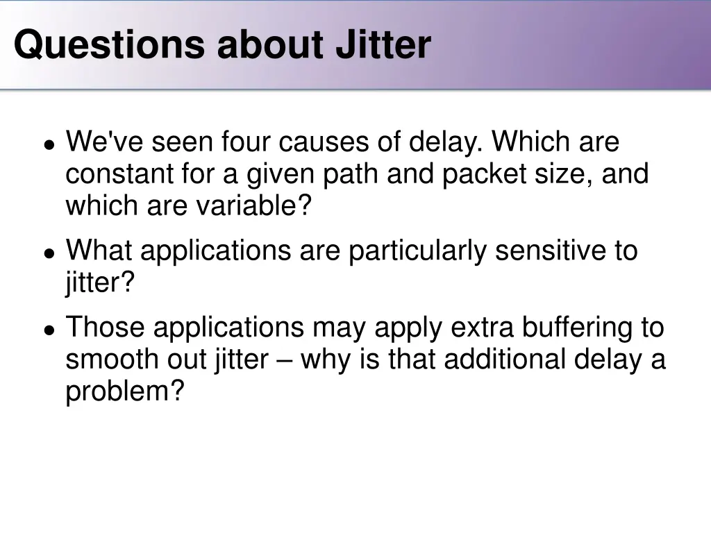 questions about jitter